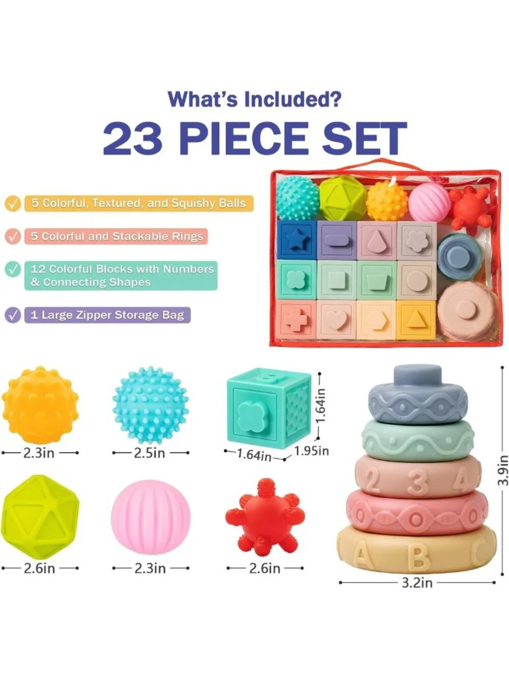 Montessori Baby Toys 6-12 Months | Stacking Blocks, Teething Toys & Sensory